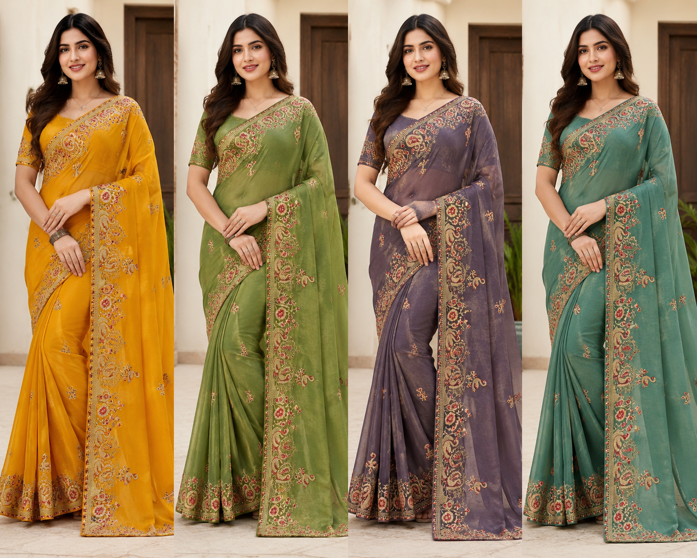 Festive Collection Fandy Satin Silk Saree with Designer Hans Embroidery Work