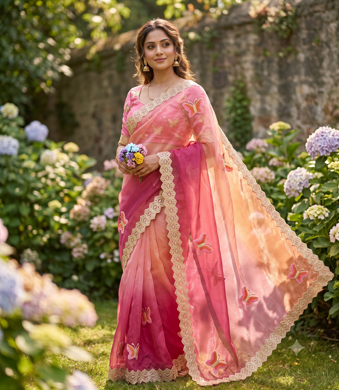 Premium Ribbed Tissue Silk Saree with Original Ribbon Towel Work