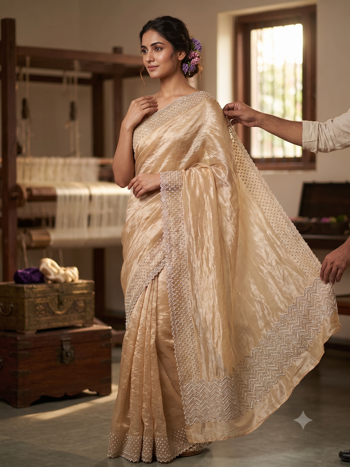 Festive Collection Space Silk Saree with Rich Jarkan Craftsmanship