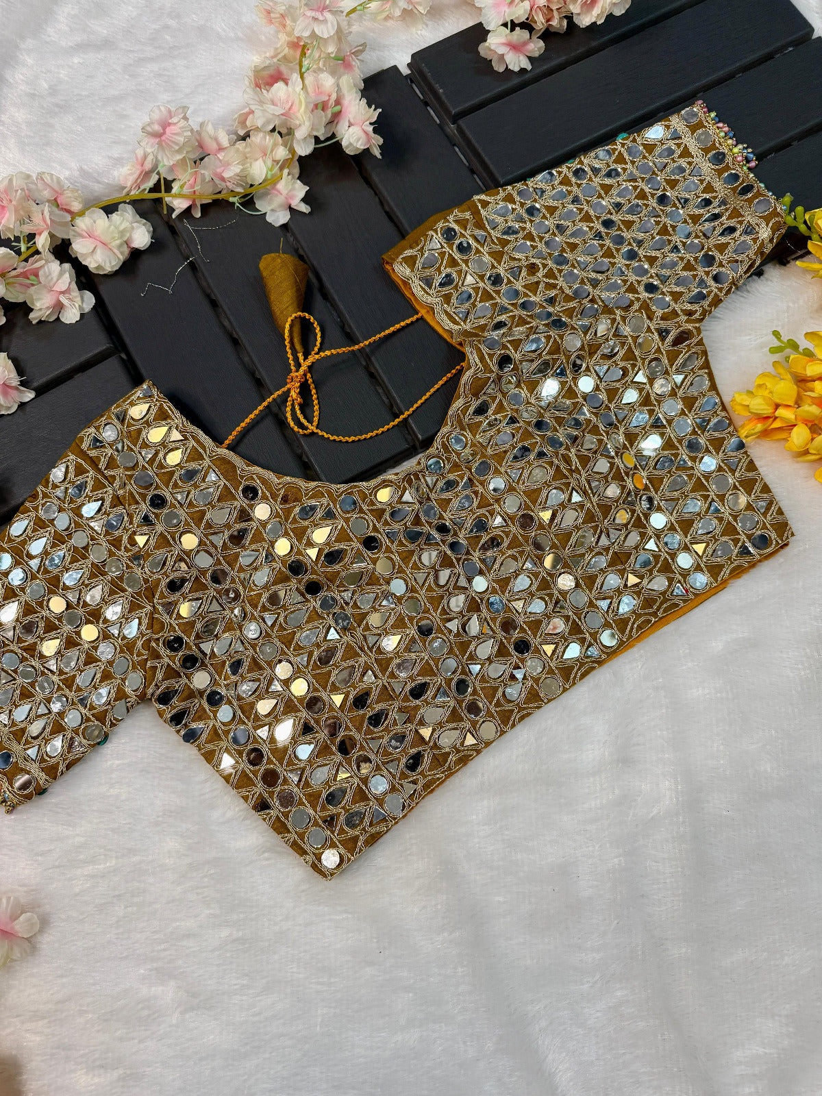 Premium Zimmy Cho Silk Saree with Heavy 5MM Sequins & Mirror Work