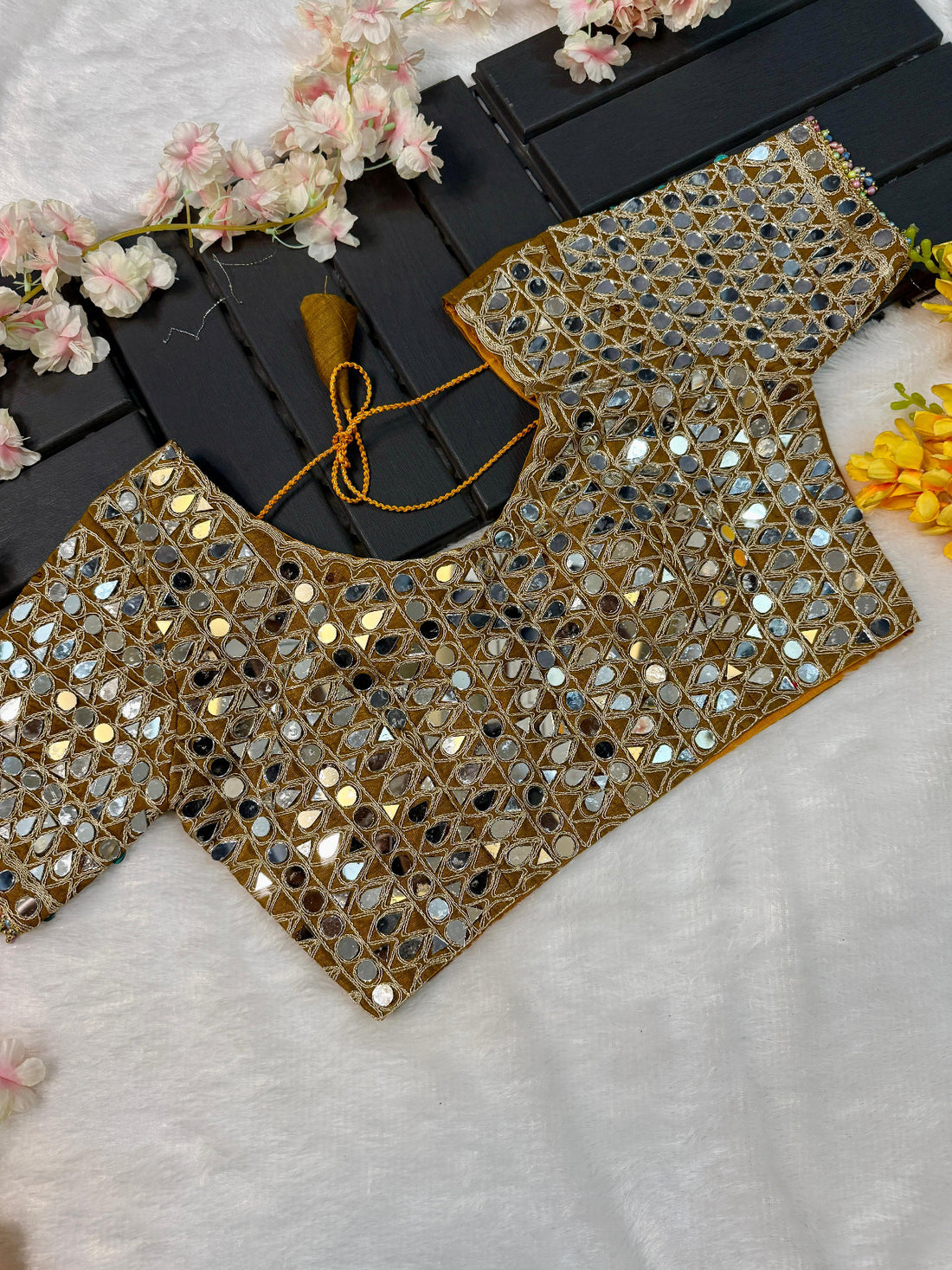 Premium Zimmy Cho Silk Saree with Heavy 5MM Sequins & Mirror Work