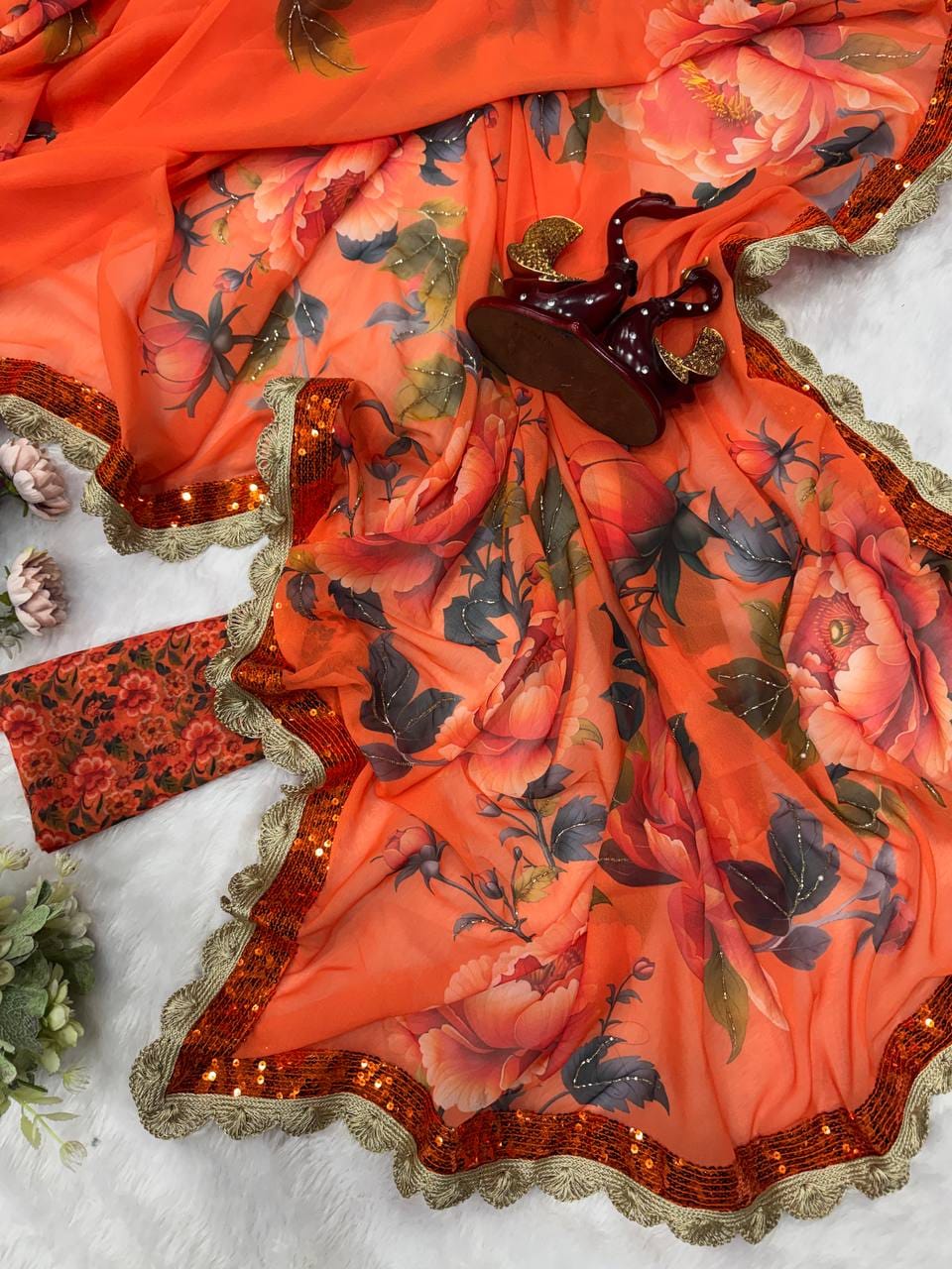 Beautiful Soft Georgette Floral Sarees | Luxurious soft Floral Saree | Best Sarees | Anupmaa