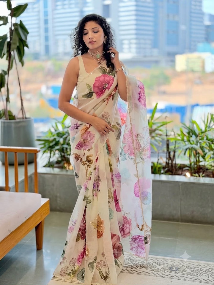 Floral Grace Soft Tabi Saree