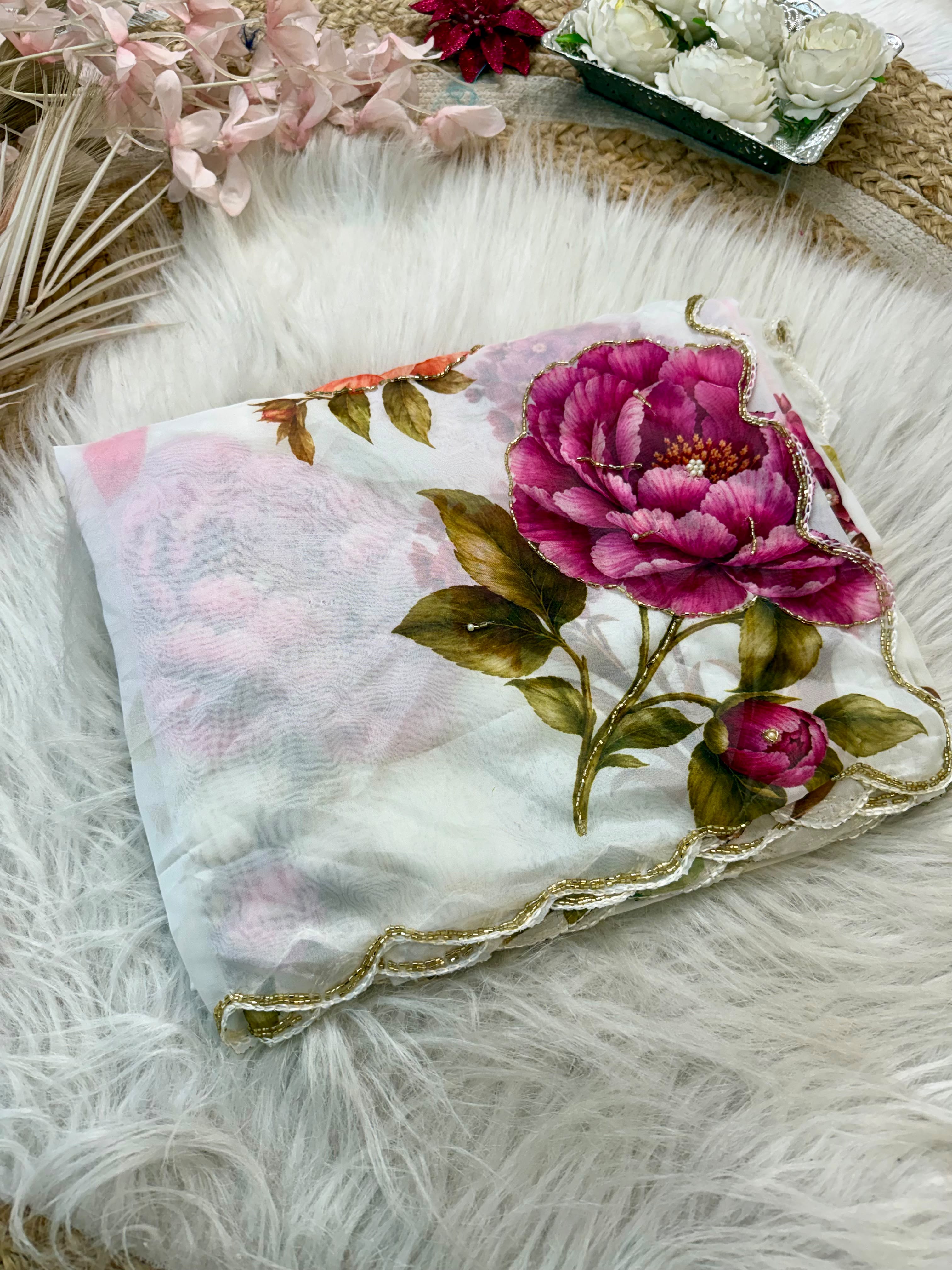 Floral Grace Soft Tabi Saree