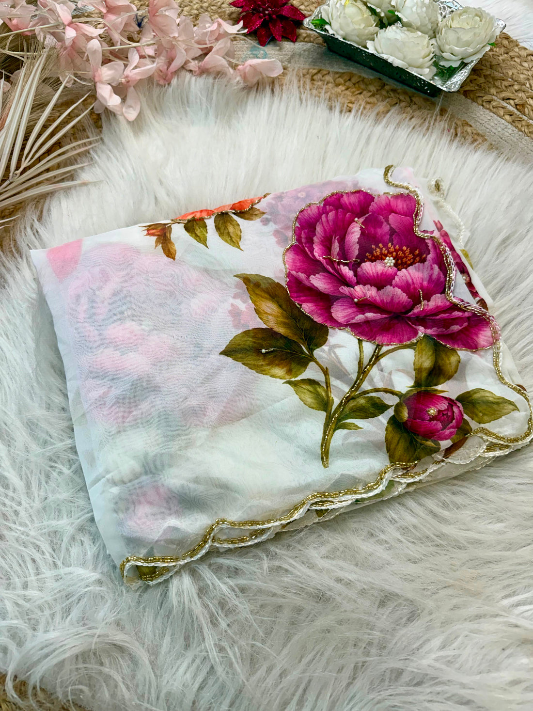 Floral Grace Soft Tabi Saree