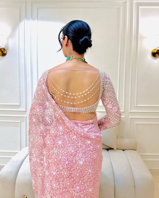 Butterfly Net Sequins & Jari Work Saree