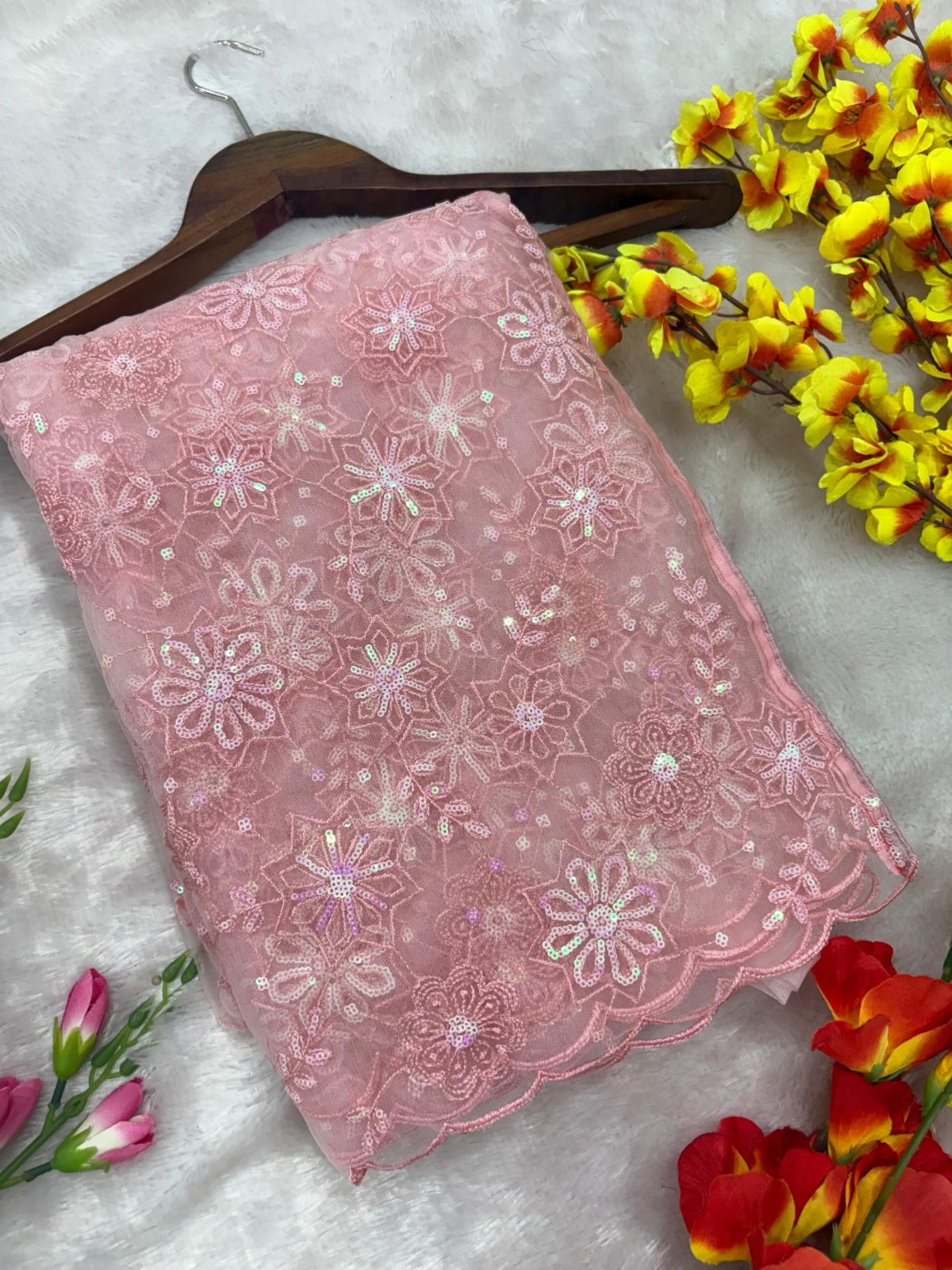 Butterfly Net Sequins & Jari Work Saree