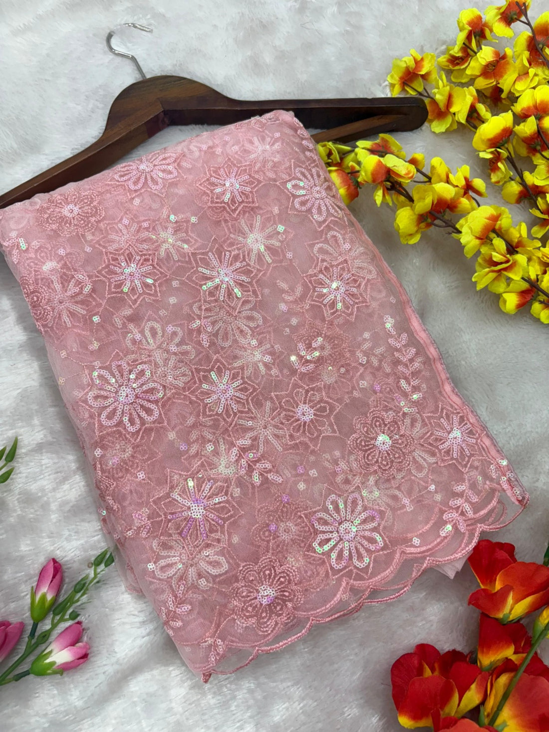 Butterfly Net Sequins & Jari Work Saree