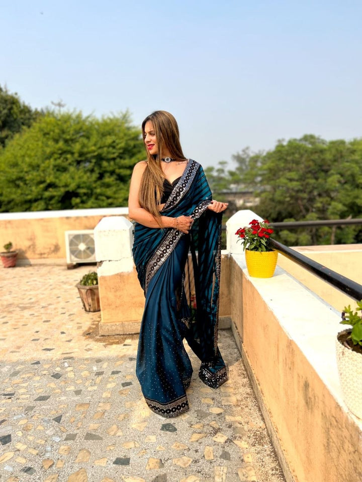 Wedding Wear Rangoli Silk Saree with Beautiful Sequence & Hotfix Work