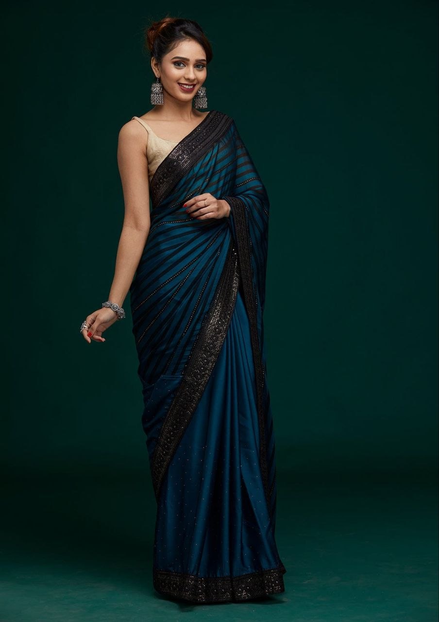 Wedding Wear Rangoli Silk Saree with Beautiful Sequence & Hotfix Work
