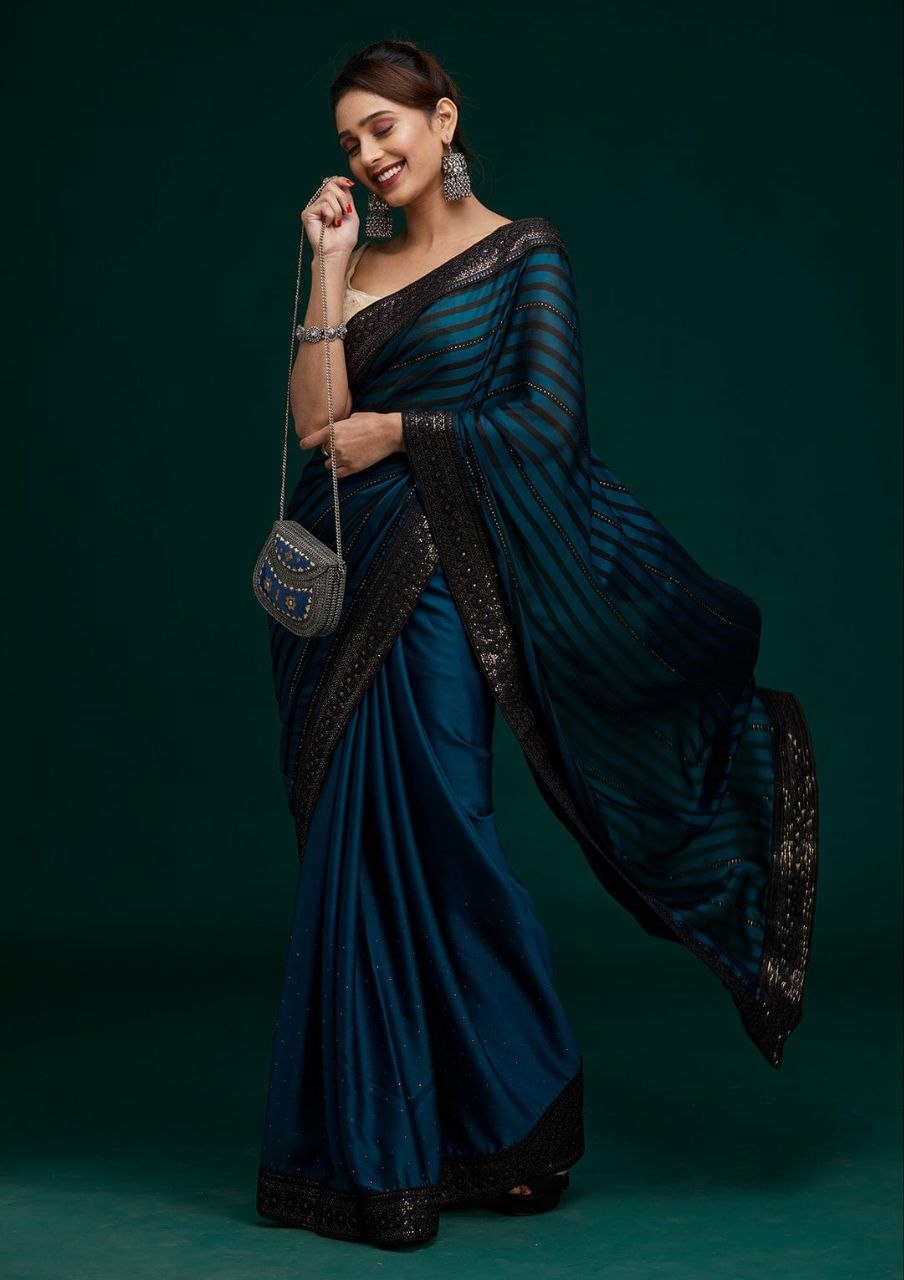 Wedding Wear Rangoli Silk Saree with Beautiful Sequence & Hotfix Work