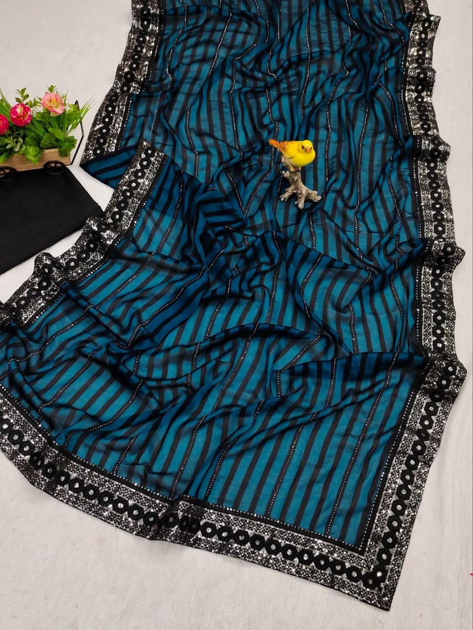 Wedding Wear Rangoli Silk Saree with Beautiful Sequence & Hotfix Work