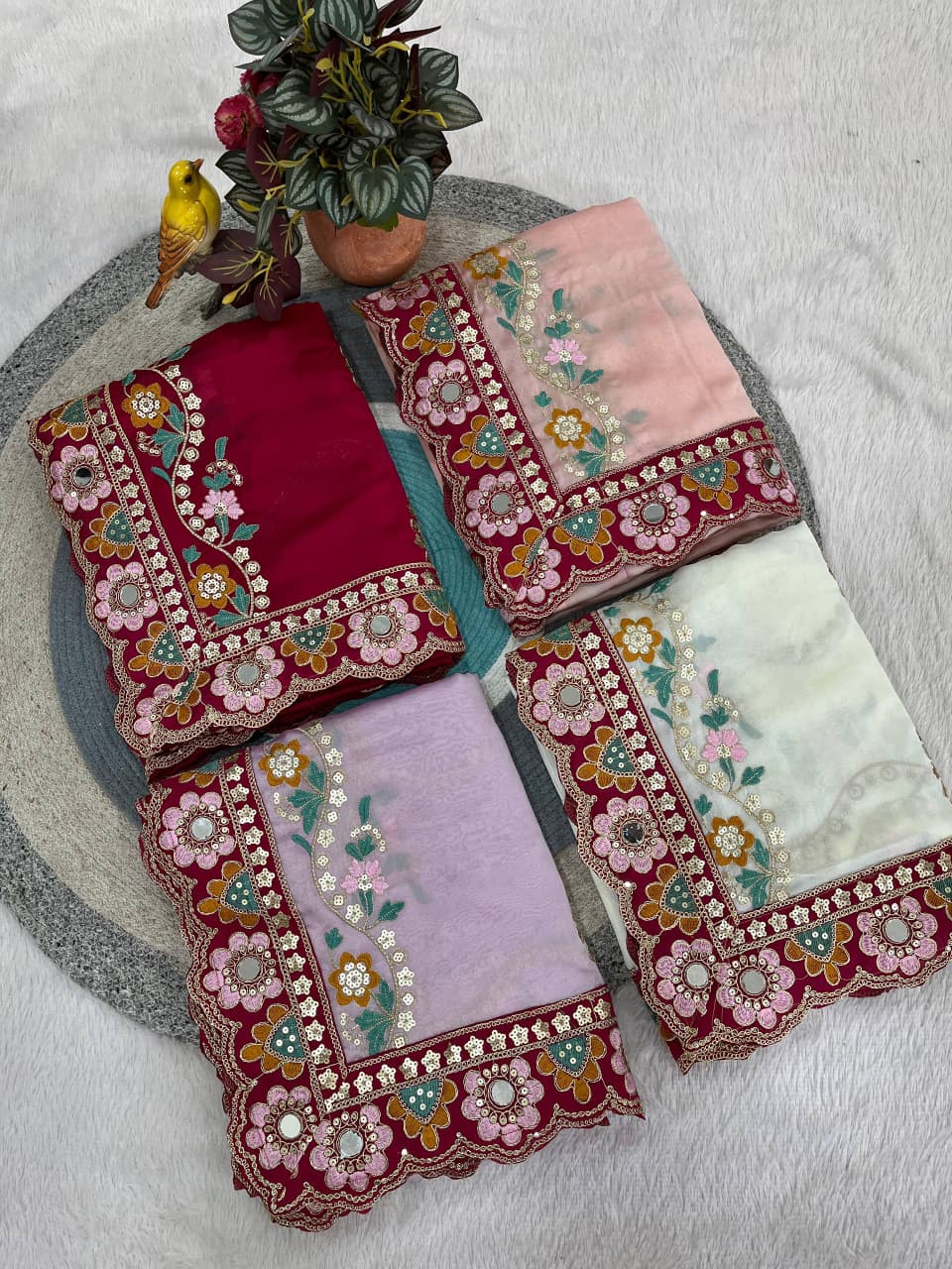 Premium Soft Rangoli Silk Saree with Designer Embroidery Work