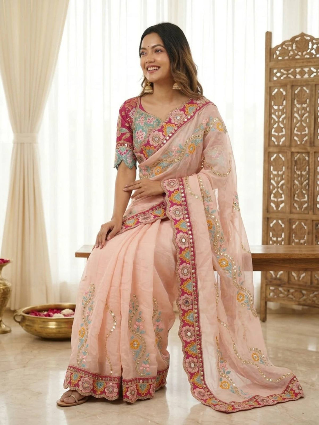 Premium Soft Rangoli Silk Saree with Designer Embroidery Work