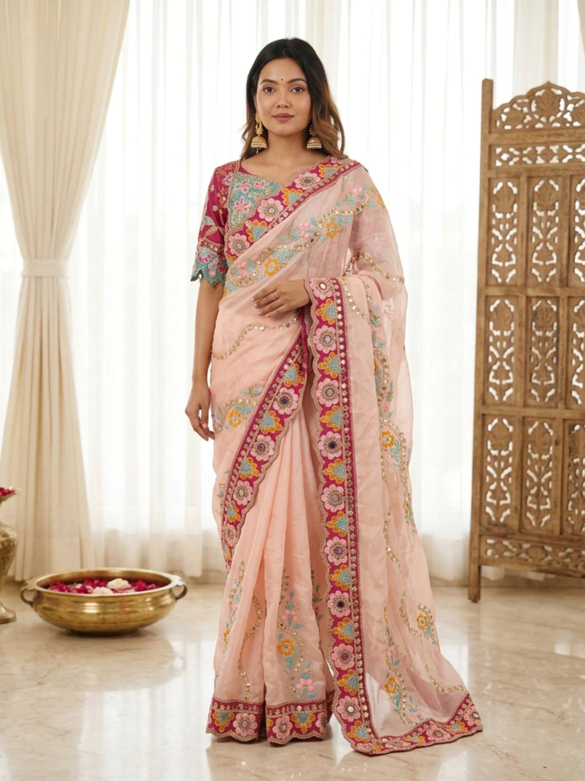 Premium Soft Rangoli Silk Saree with Designer Embroidery Work