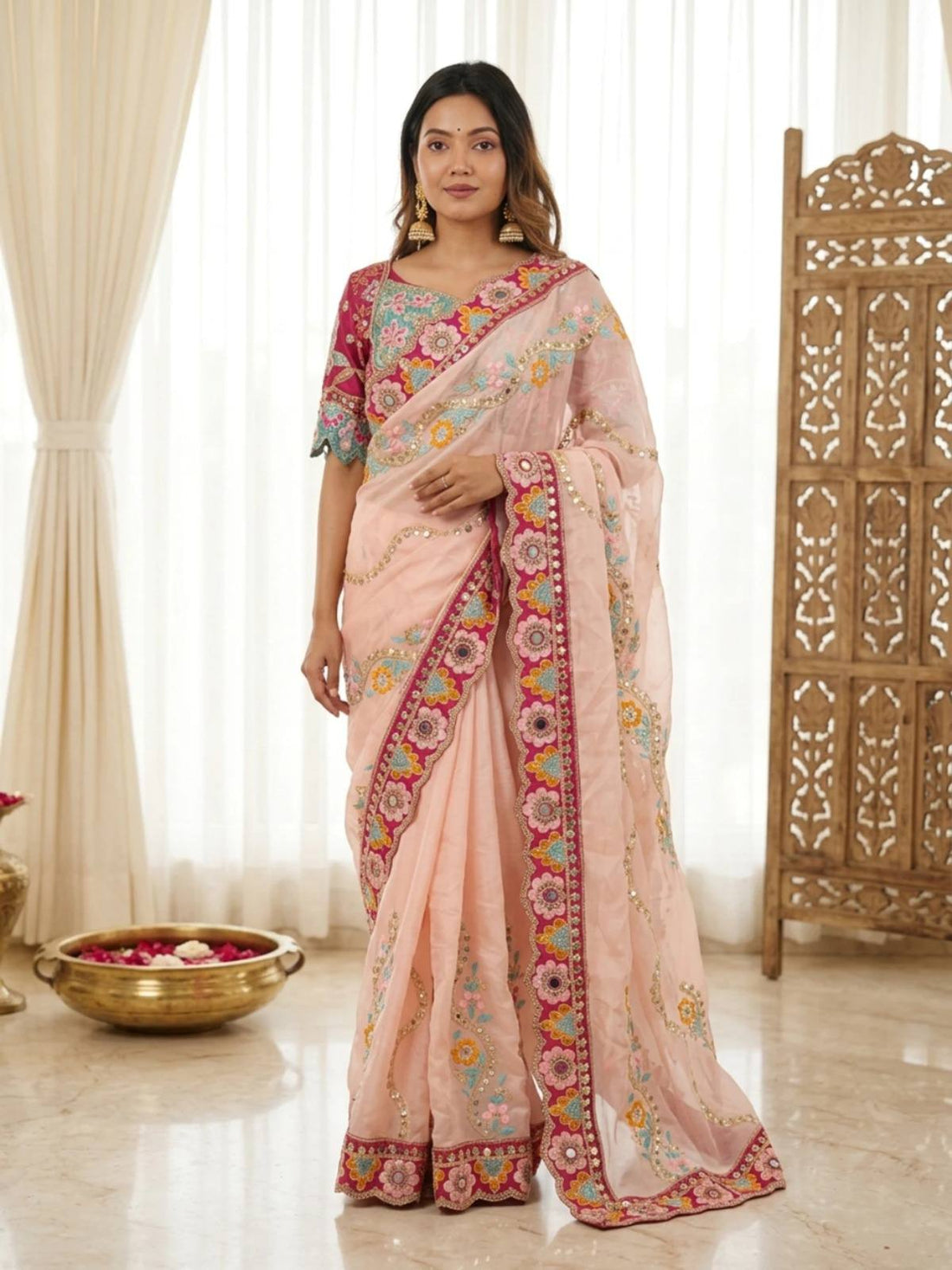 Premium Soft Rangoli Silk Saree with Designer Embroidery Work