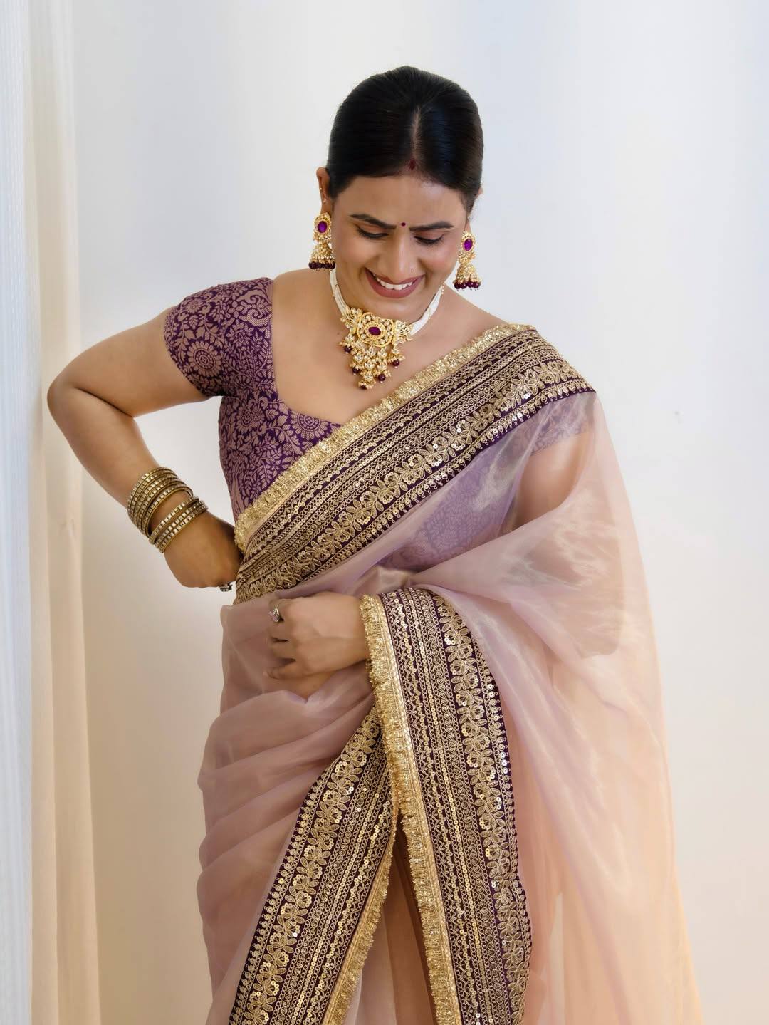 Designer Soft Twill Net Fancy Lace Border Saree
