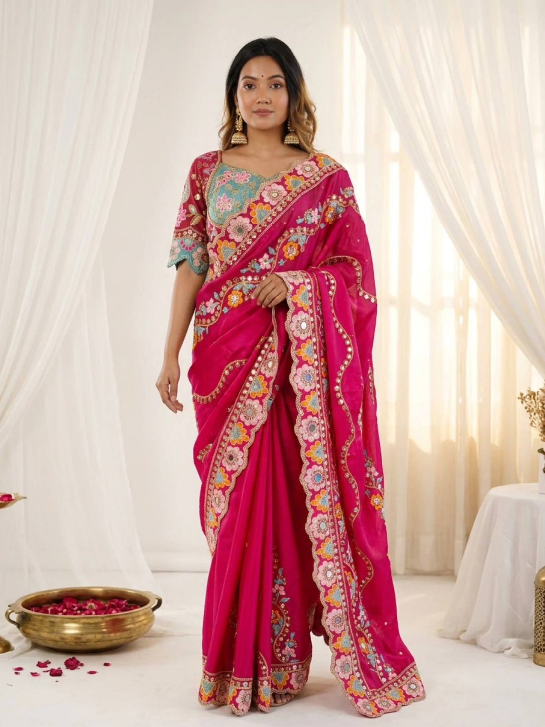 Premium Soft Rangoli Silk Saree with Designer Embroidery Work