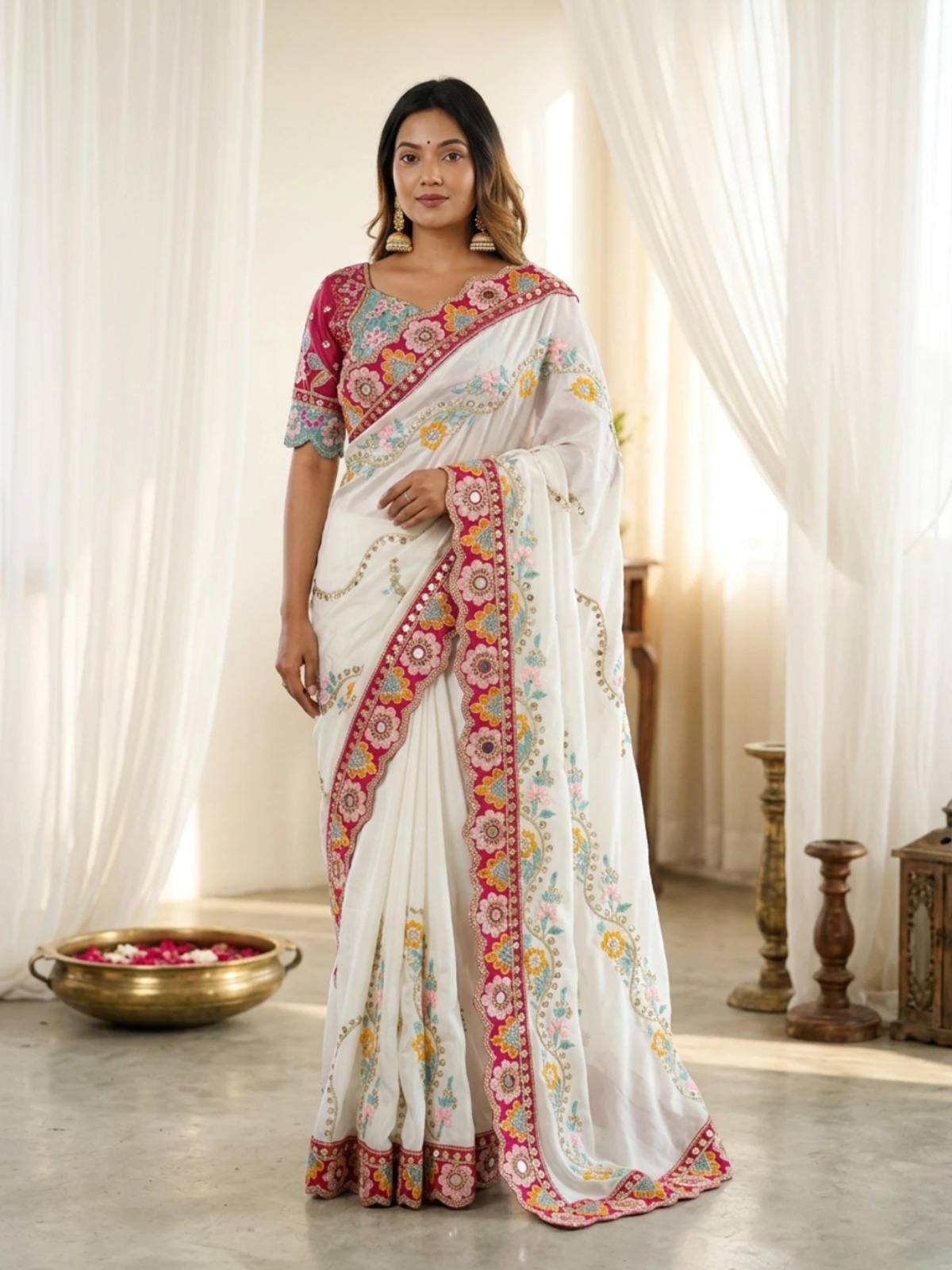 Premium Soft Rangoli Silk Saree with Designer Embroidery Work