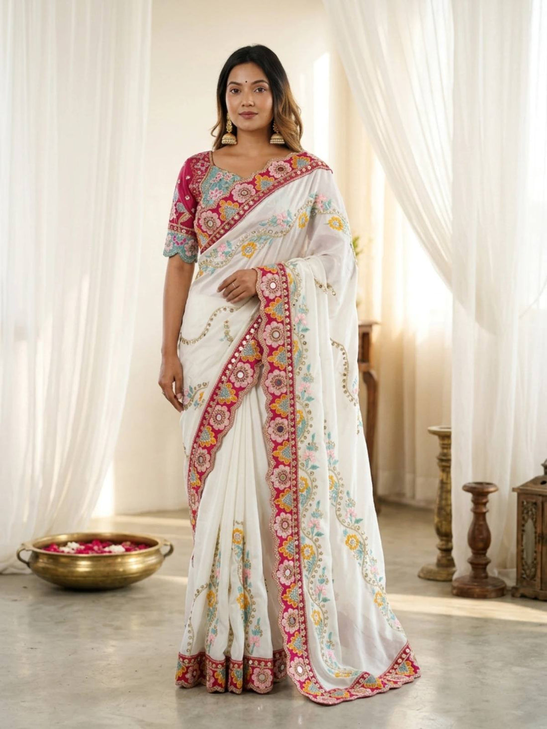 Premium Soft Rangoli Silk Saree with Designer Embroidery Work