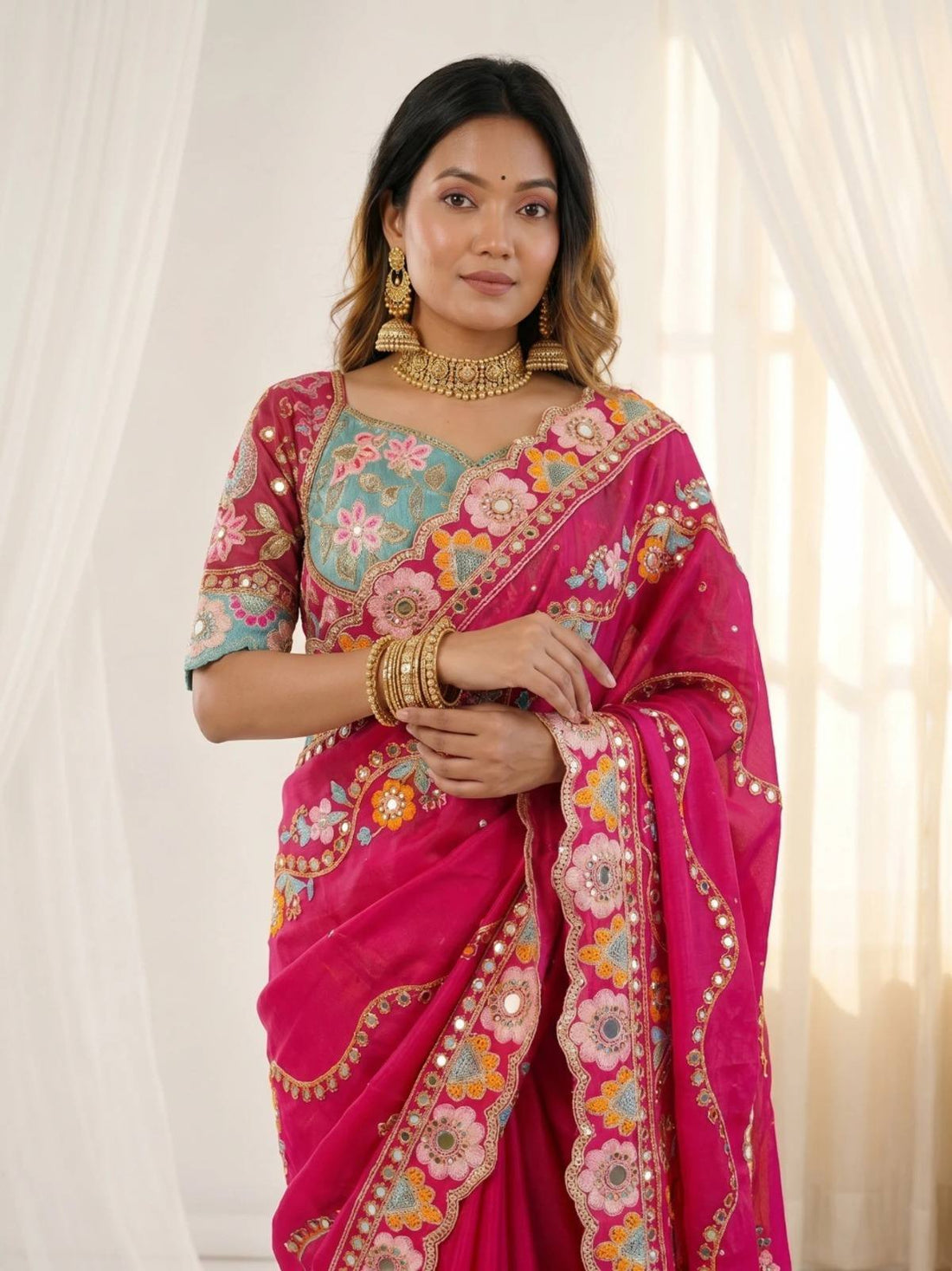 Premium Soft Rangoli Silk Saree with Designer Embroidery Work