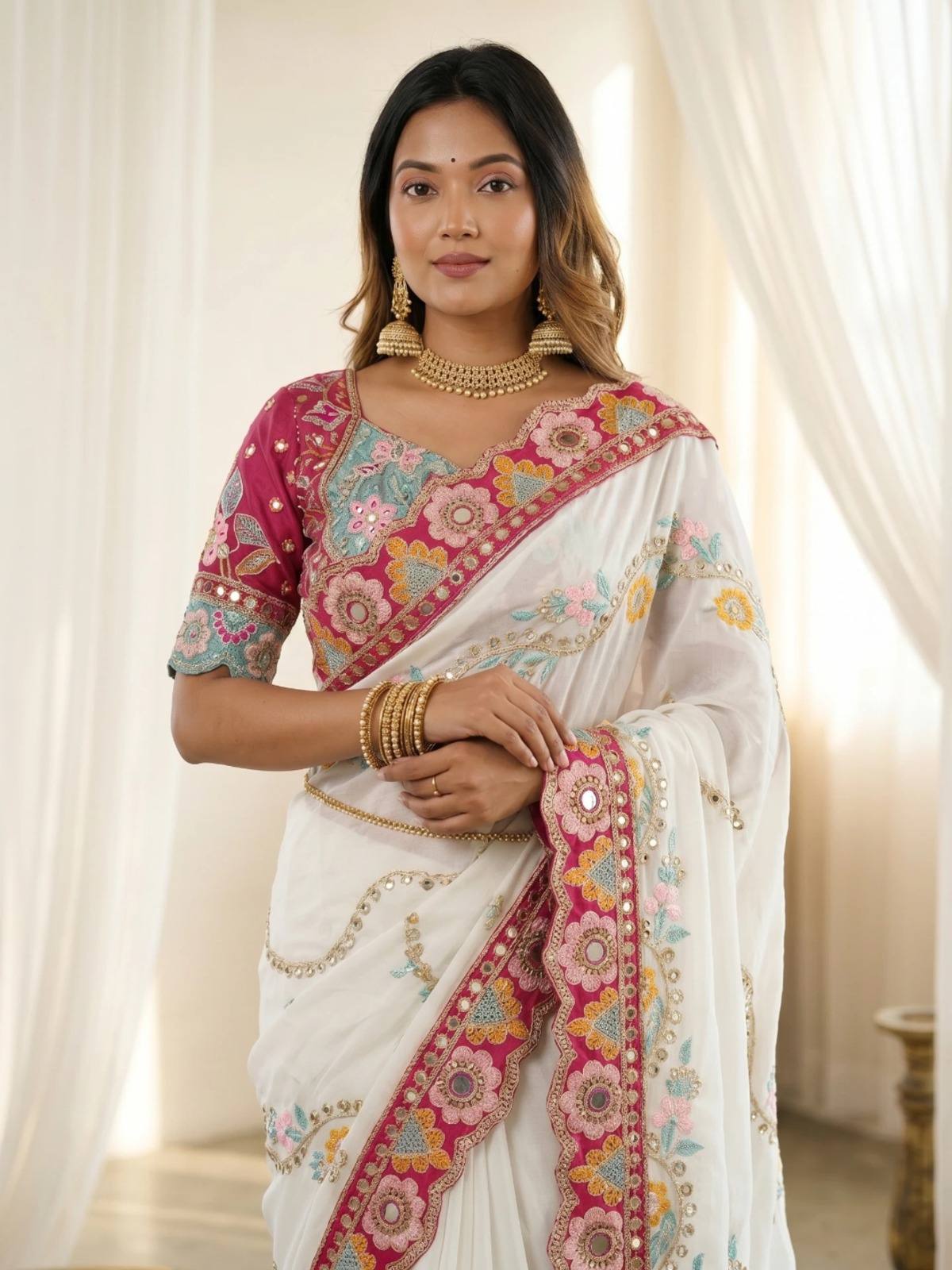 Premium Soft Rangoli Silk Saree with Designer Embroidery Work
