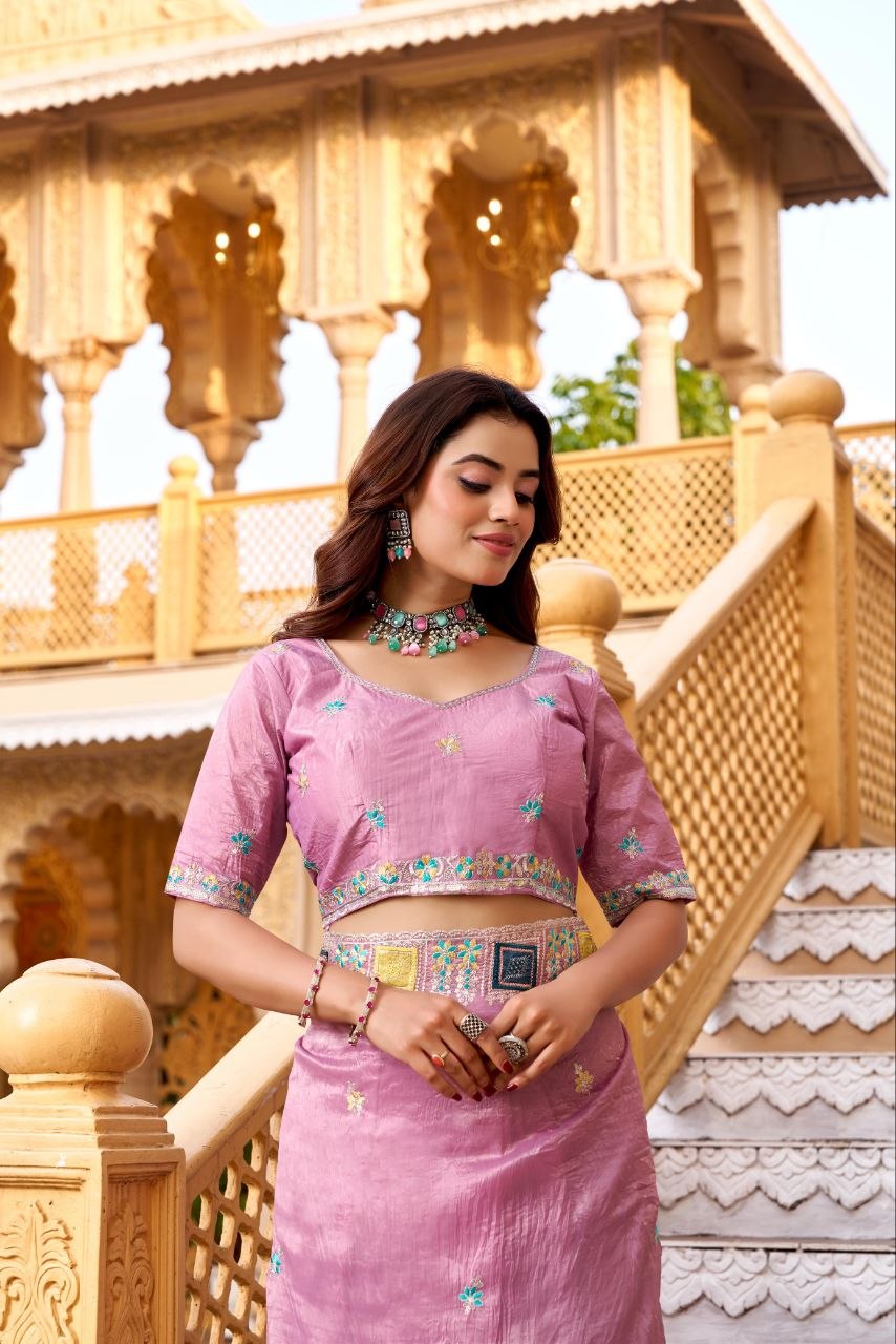 Imperial Gold Crush Silk Multicolor Threadwork Saree