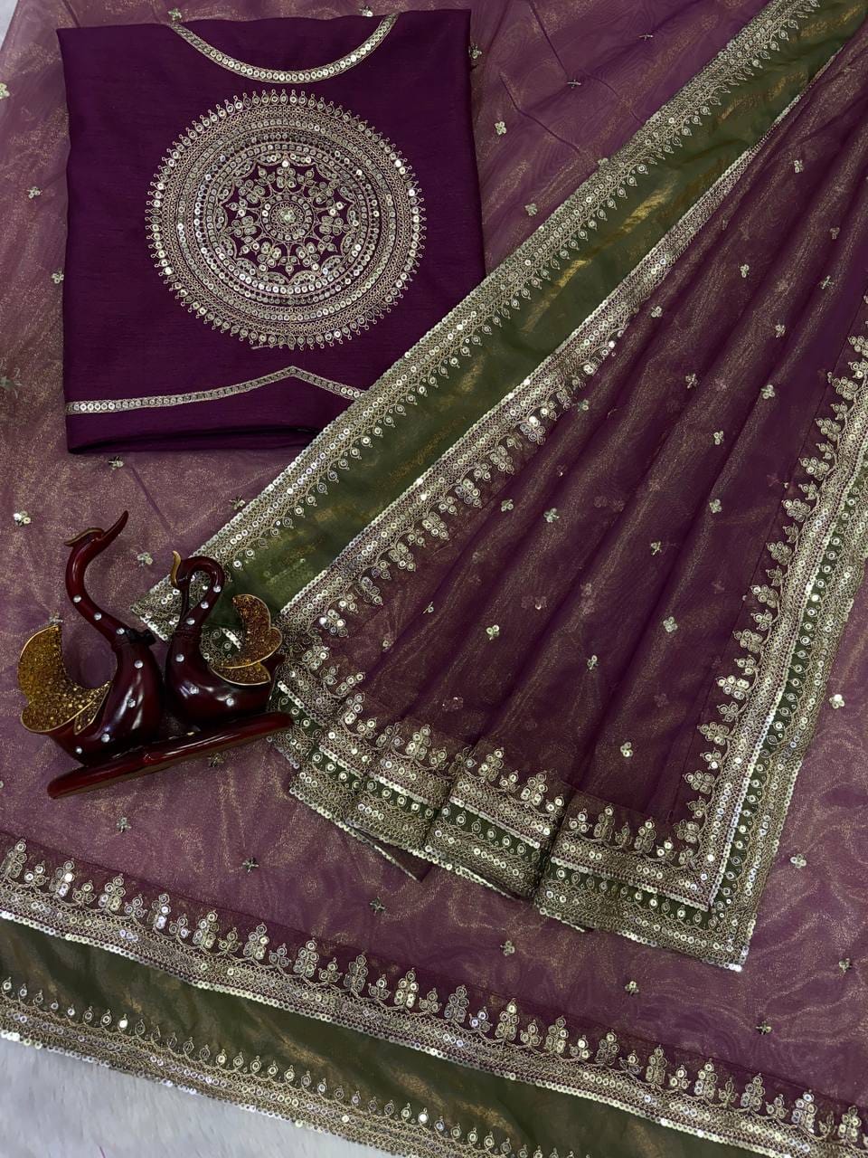 Luxury Soft NC Twill Sequins Work Saree