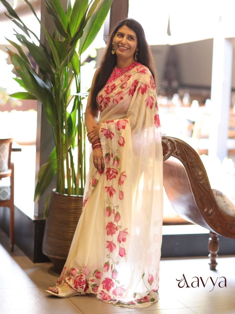 oyal Ajarakh Heritage Mirror Work Heavy Japan Satin Saree ✨