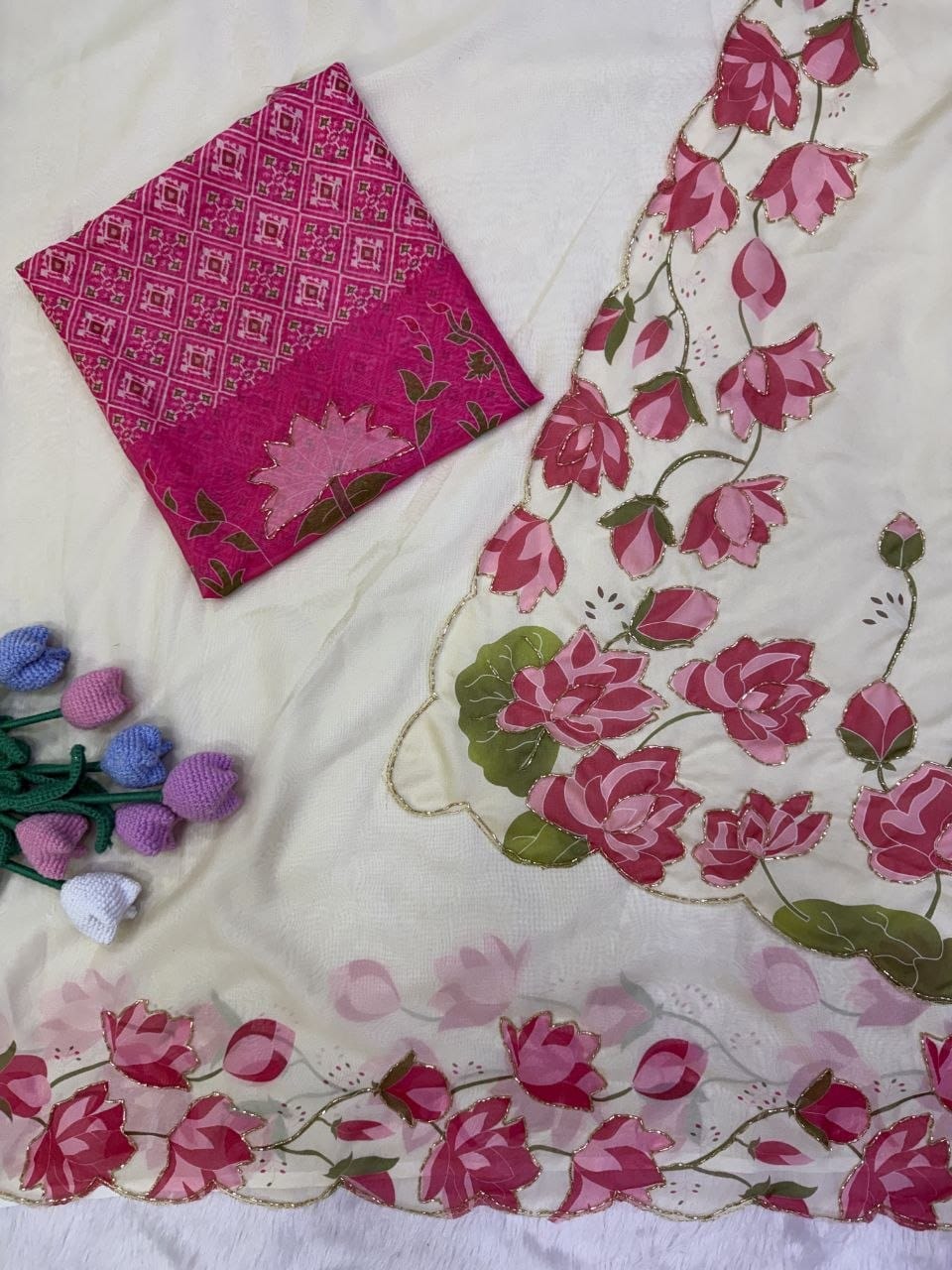 oyal Ajarakh Heritage Mirror Work Heavy Japan Satin Saree ✨