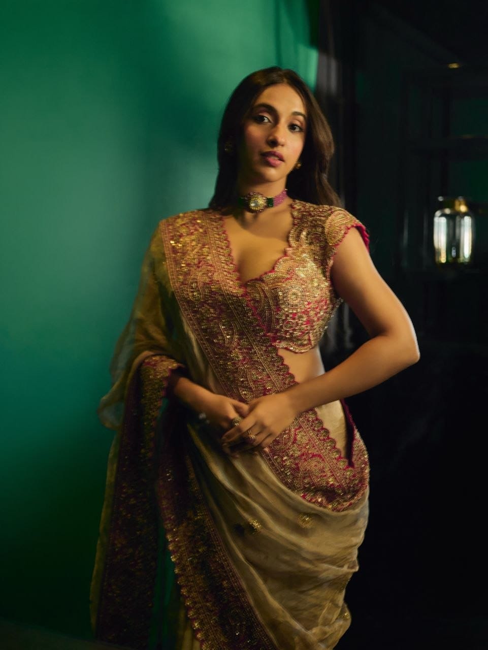 SAREE FAB. : Soft Zipsy silk  👗WORK : Sequance and Dori Embroidery Work