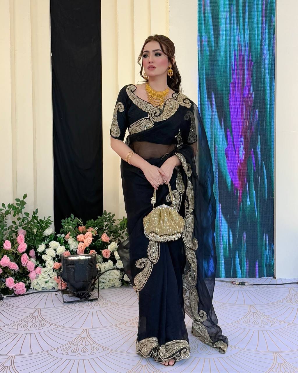 Elegance Rangoli Silk Sarees | Zari and Sequin Embroidery Work | Weddings Sarees | Anupmaa