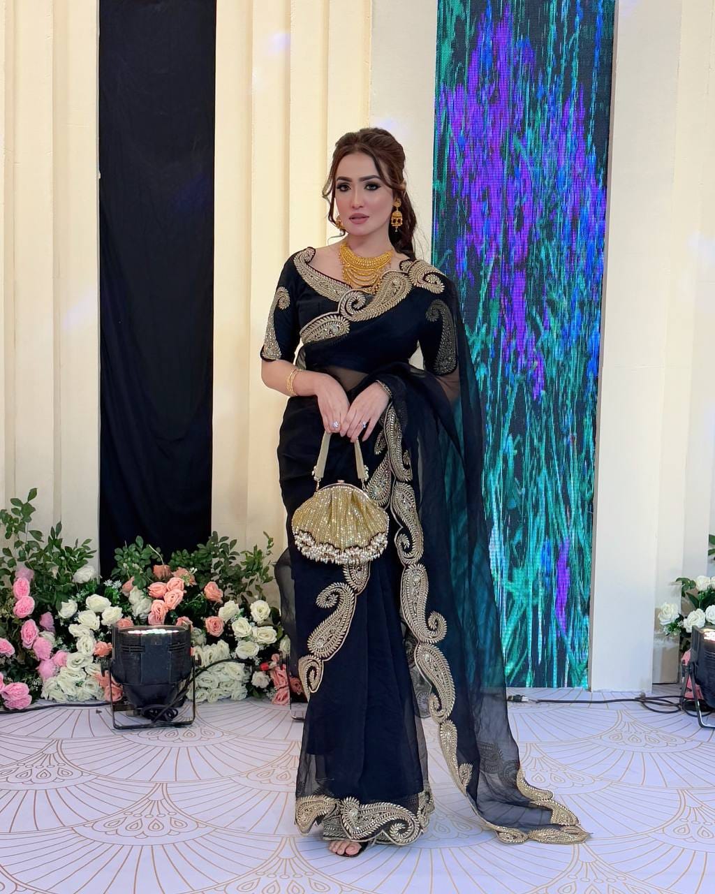 Elegance Rangoli Silk Sarees | Zari and Sequin Embroidery Work | Weddings Sarees | Anupmaa