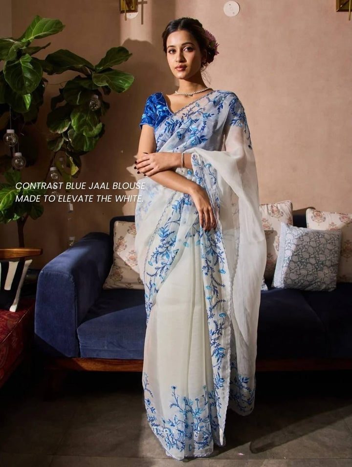 Premium Floral Print Katdana Work Festive Saree