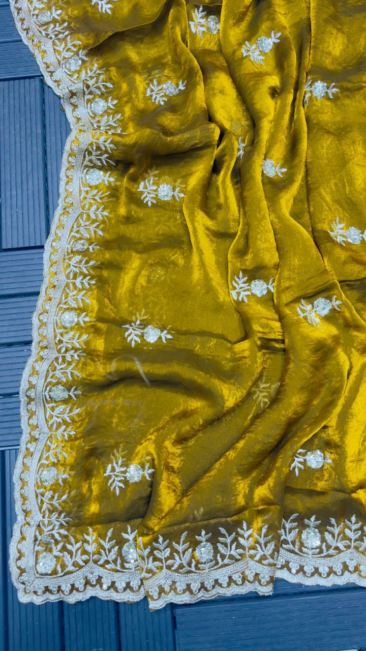 Heavy Trendy Satin Silk Fancy Zari & Sequence Work Collection
