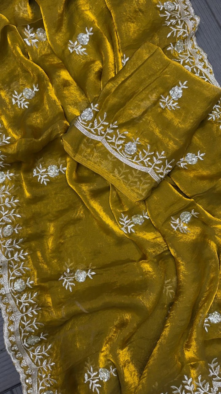 Heavy Trendy Satin Silk Fancy Zari & Sequence Work Collection
