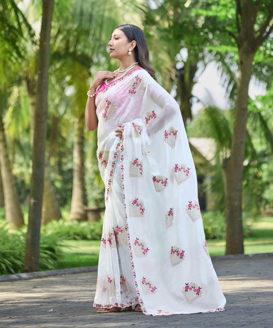 Festive Pure Gold Crush Silk Embroidered Saree with Swarovski Detailing