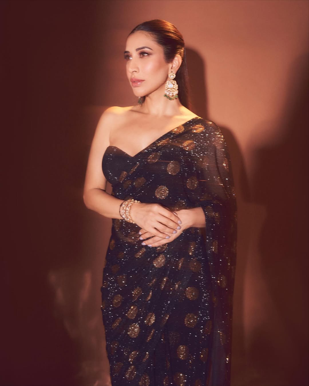 Luxury Georgette Party Wear Saree with Round Box Sequin Work