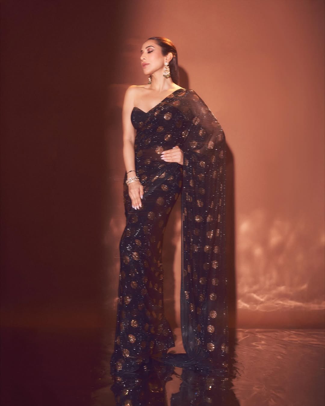 Luxury Georgette Party Wear Saree with Round Box Sequin Work
