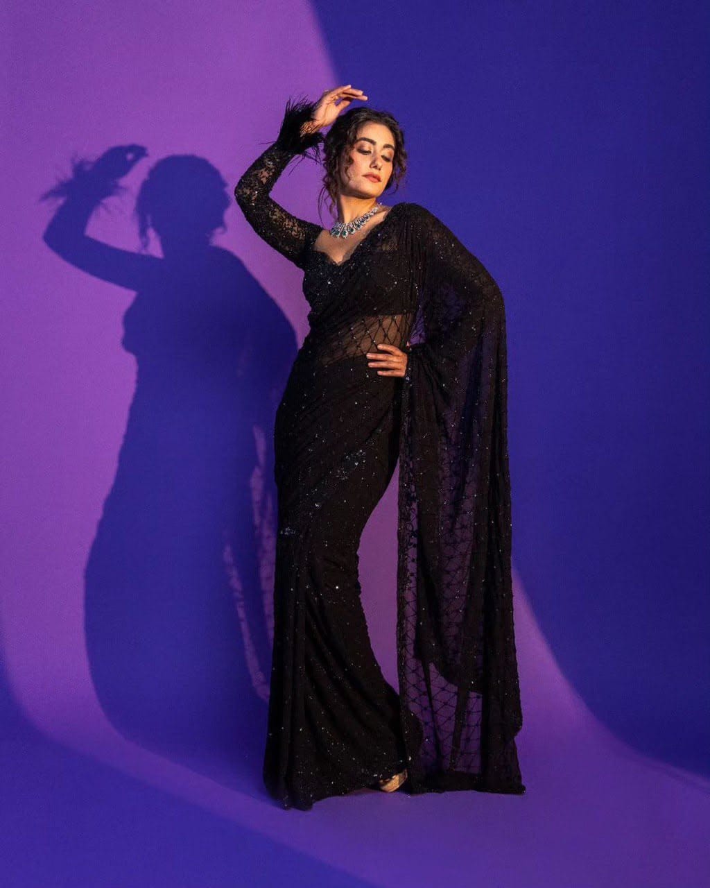 Premium Soft Net Saree with Elegant Sequins Embroidery Work & Designer Net Blouse | Party Wear, Wedding & Festive Collection