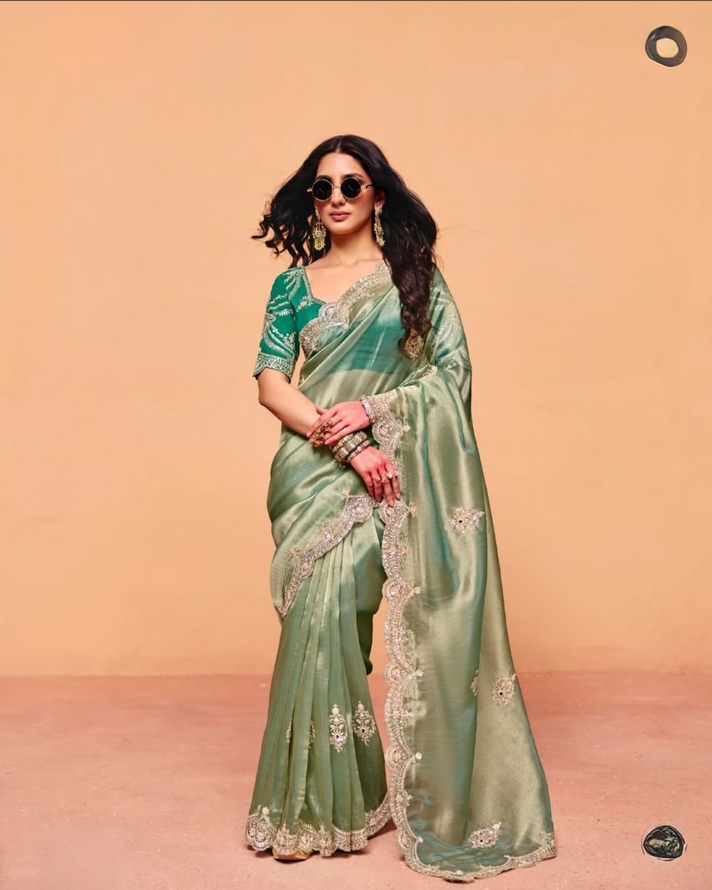 Premium Moss Chiffon Embroidered Saree for Women