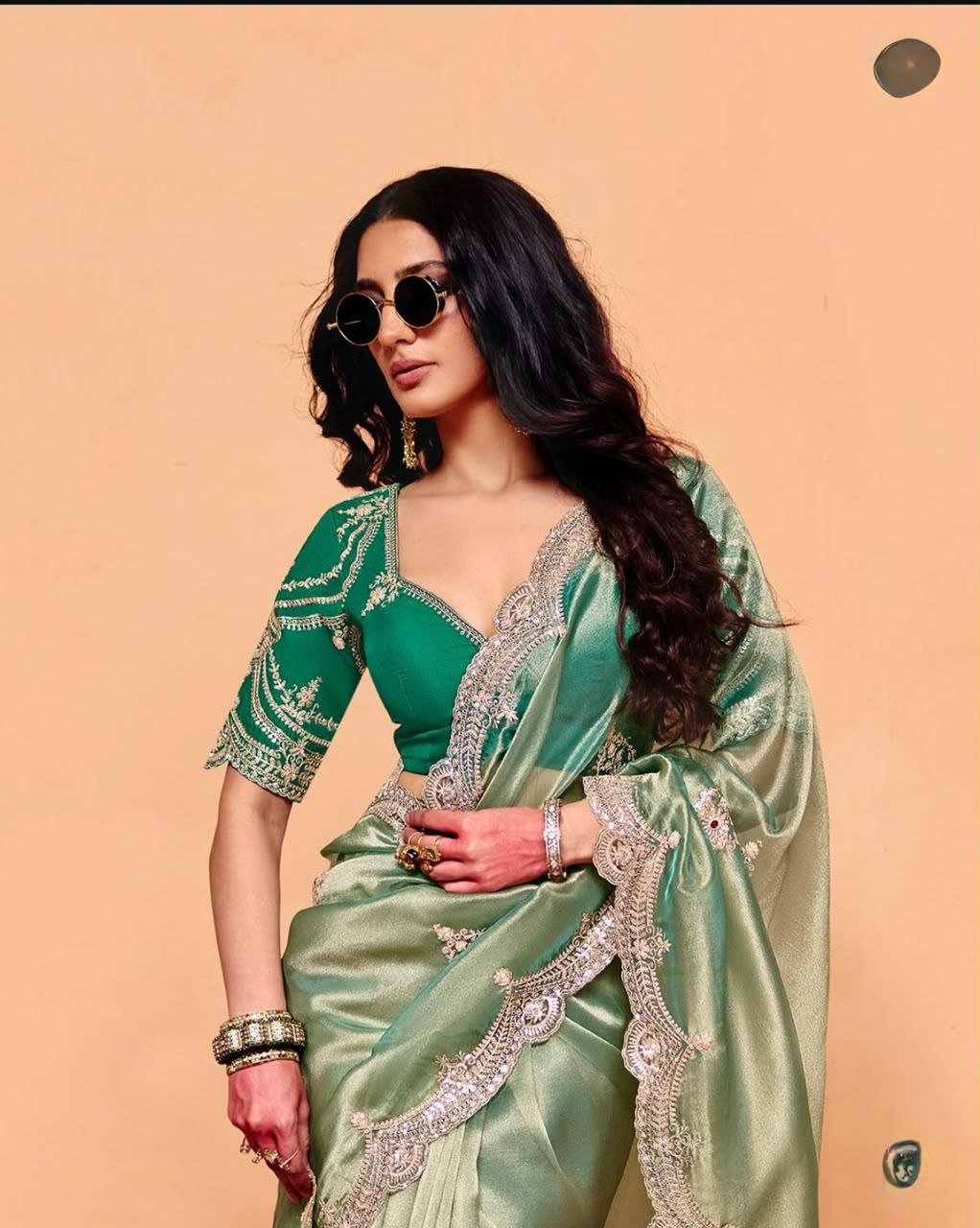 Premium Moss Chiffon Embroidered Saree for Women