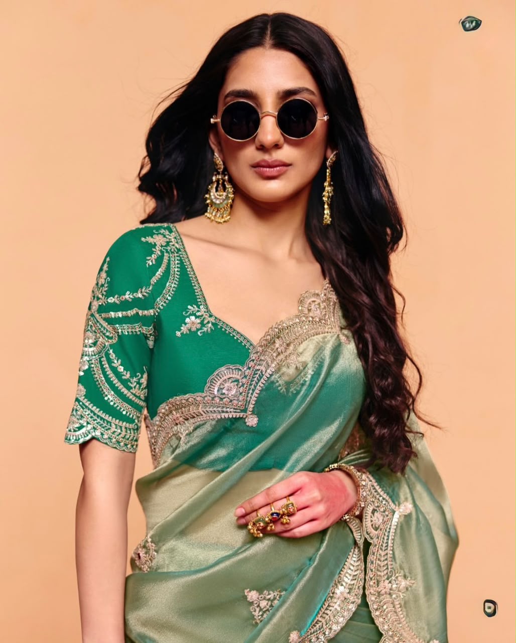 Premium Moss Chiffon Embroidered Saree for Women