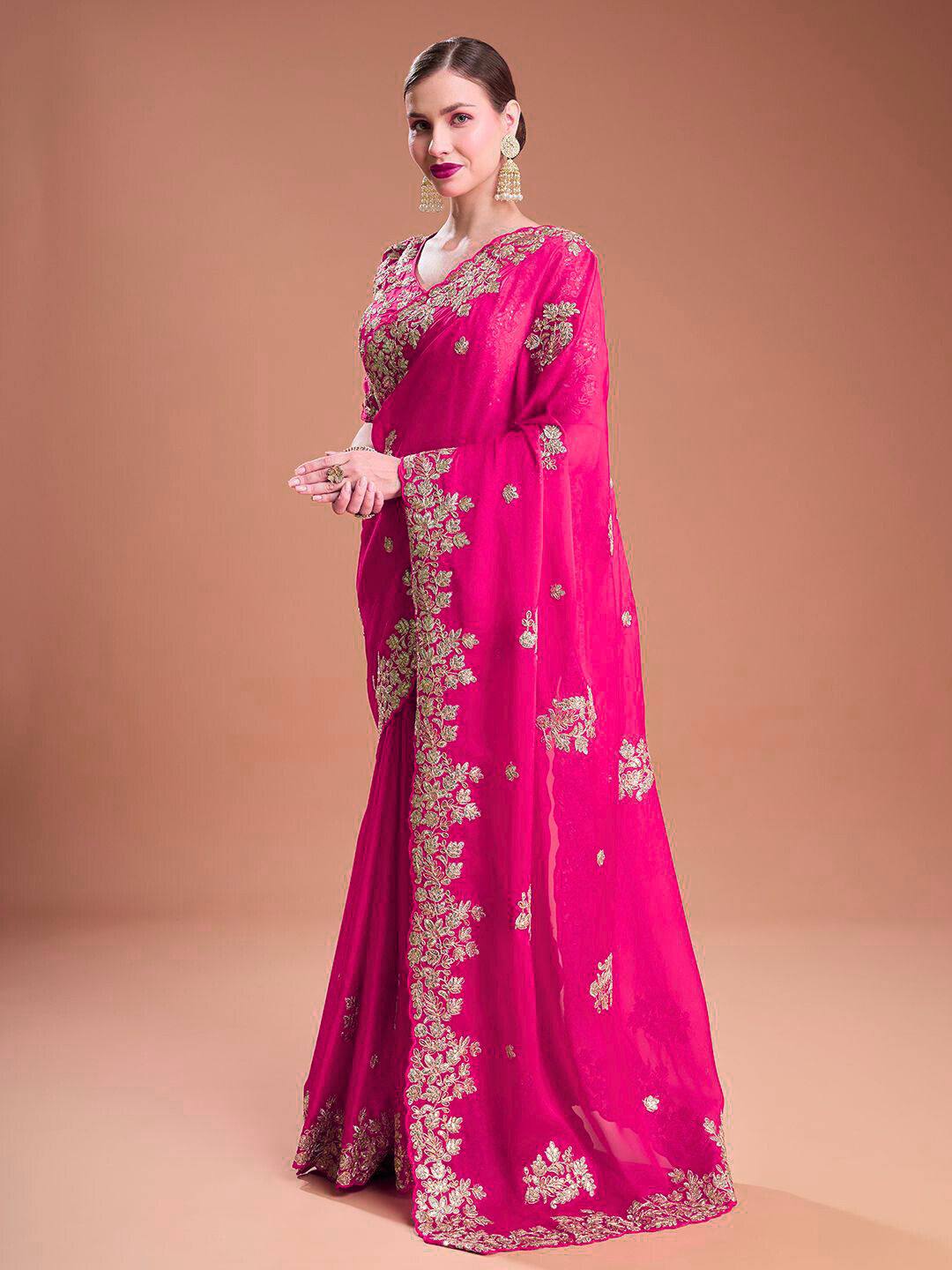 Designer Rangoli Silk Saree with Fancy Jari Dori, Thread & Sequins Embroidery Work | Party Wear & Wedding Collection
