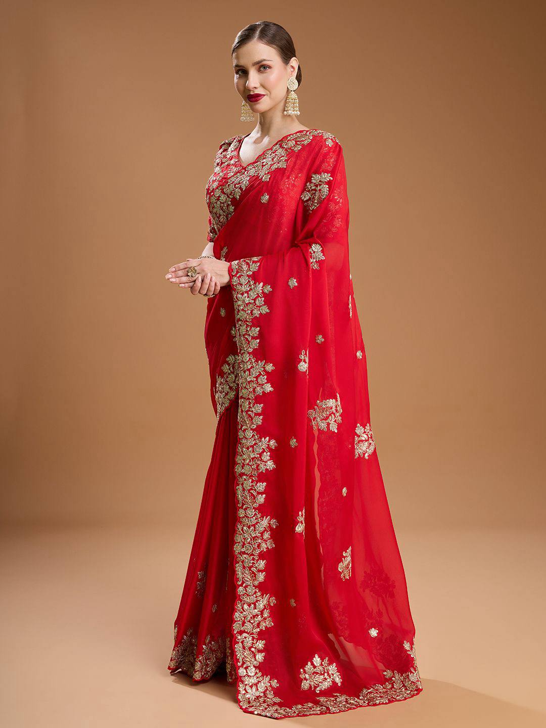 Designer Rangoli Silk Saree with Fancy Jari Dori, Thread & Sequins Embroidery Work | Party Wear & Wedding Collection