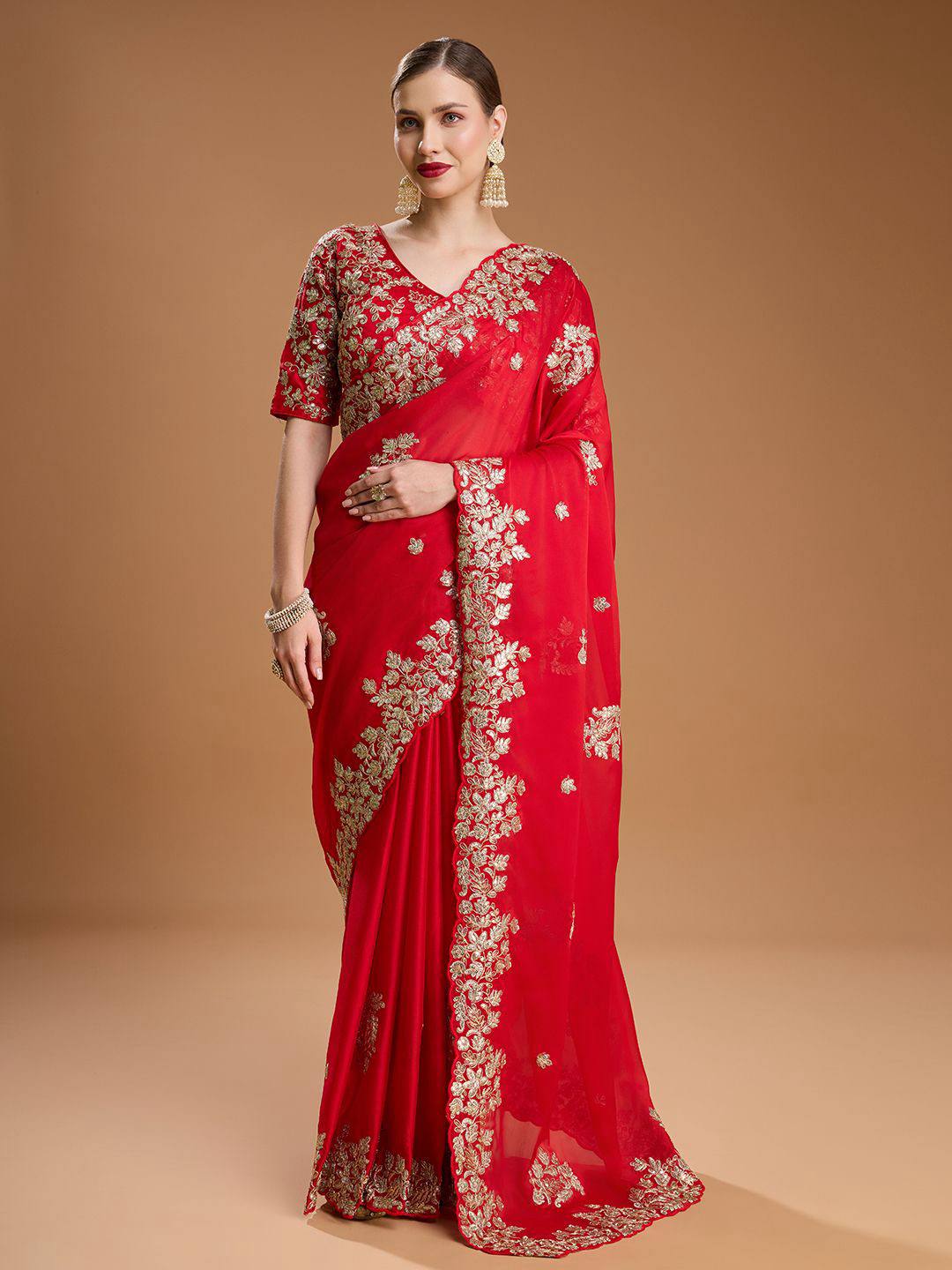 Designer Rangoli Silk Saree with Fancy Jari Dori, Thread & Sequins Embroidery Work | Party Wear & Wedding Collection