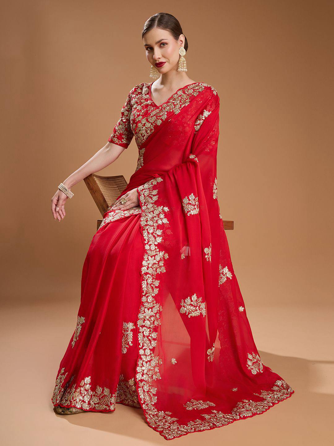 Designer Rangoli Silk Saree with Fancy Jari Dori, Thread & Sequins Embroidery Work | Party Wear & Wedding Collection