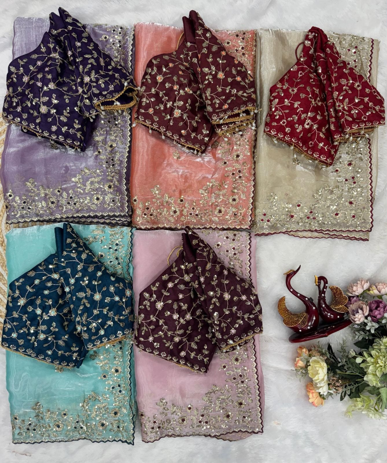 Soft Space Silk Saree with Heavy Embroidery, Sequins & Zari Work | Designer Party Wear Saree