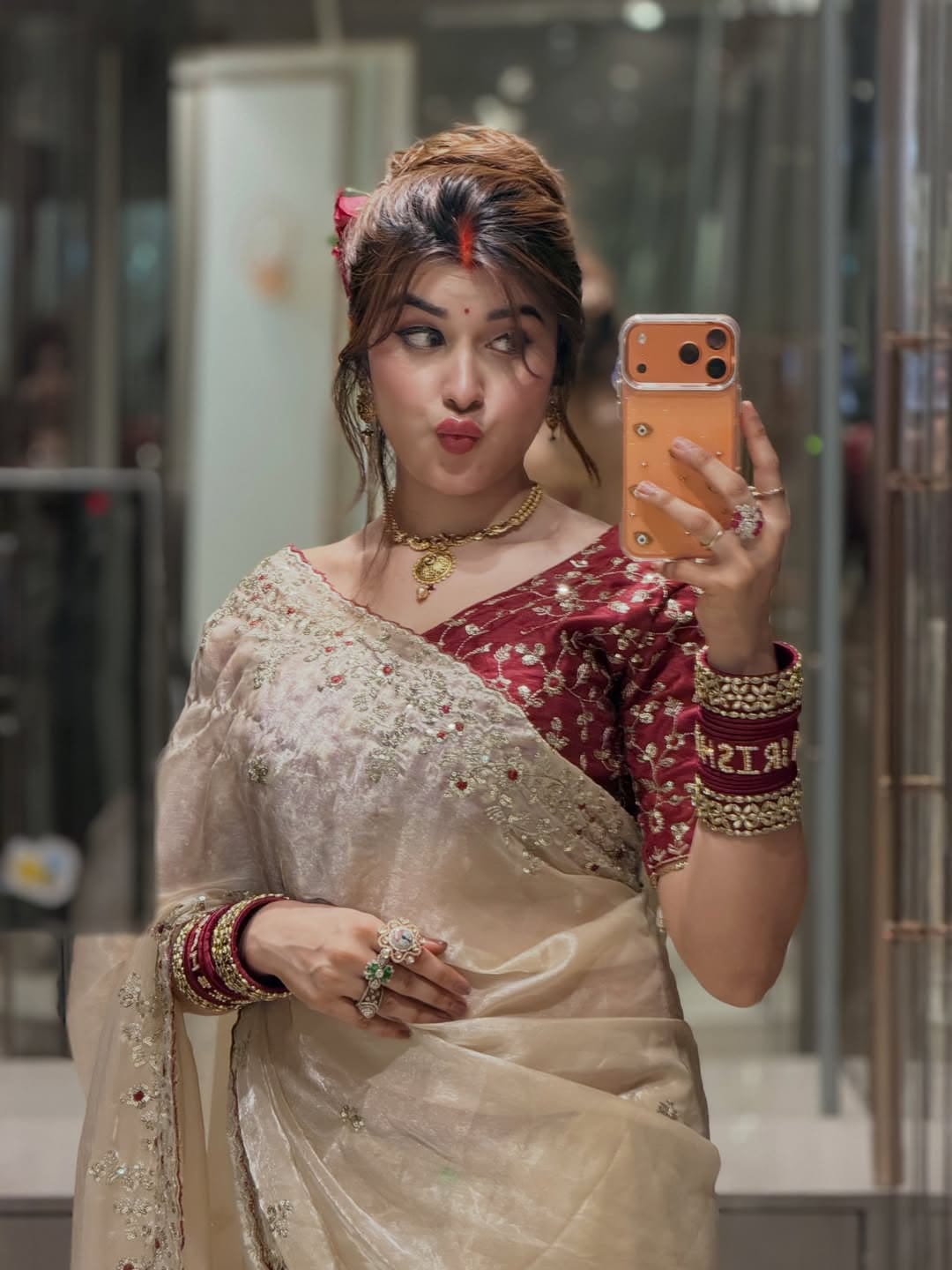 Soft Space Silk Saree with Heavy Embroidery, Sequins & Zari Work | Designer Party Wear Saree