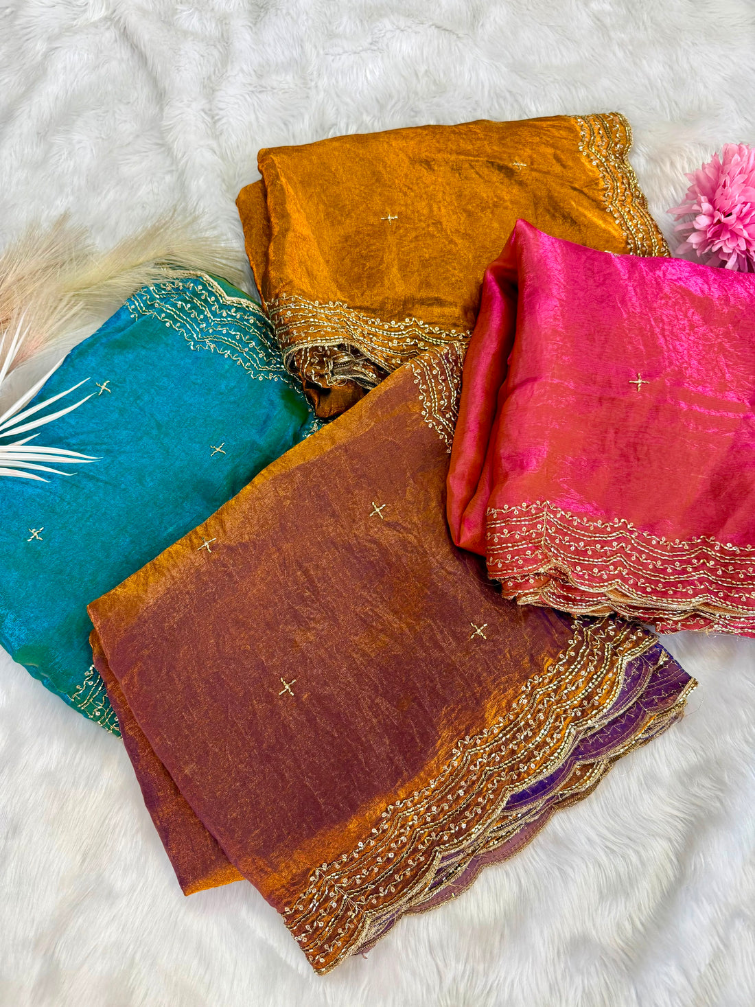 Premium Two Tone Space Silk Bridal Saree With Multi Sequence & Cutdana Embroidery Work | Designer Wedding Saree